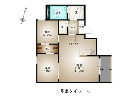 REGALEST青崎II(1SLDK/1階)の間取り写真