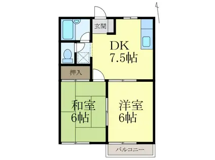 グリーンハイツ21(2DK/2階)の間取り写真