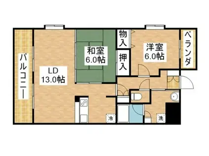 バローネ八雲(2LDK/4階)の間取り写真