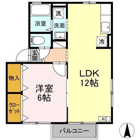 カーサ・イオシスA(1LDK/1階)の間取り写真