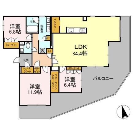 フォレスタリア高宮浄水(3LDK/1階)の間取り写真
