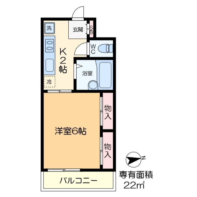 福原トータス(1K/2階)の間取り写真
