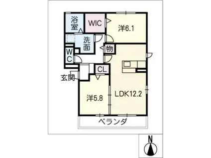 ＪＲ中央本線 高蔵寺駅 徒歩21分 3階建 築10年(2LDK/2階)の間取り写真