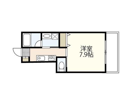 RIDERE己斐中(1K/1階)の間取り写真