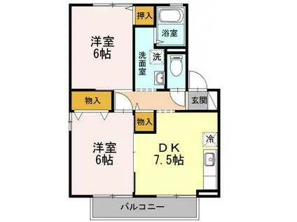 ベルメゾン(2DK/1階)の間取り写真