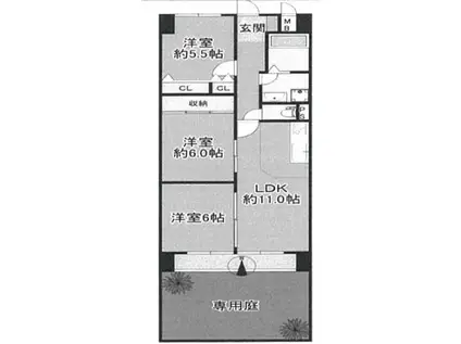 ベル・アーバニティ加古川II(3LDK/1階)の間取り写真