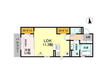 ボン クロシェット(1LDK/3階)の間取り写真