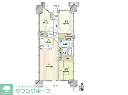 東京フロンティアシティアーバンフォートウエストブロック(3LDK/6階)の間取り写真