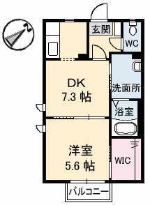 パークヒルひまわり(1DK/2階)の間取り写真