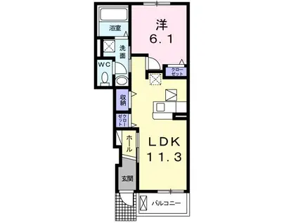 エスポワールM B(1LDK/1階)の間取り写真