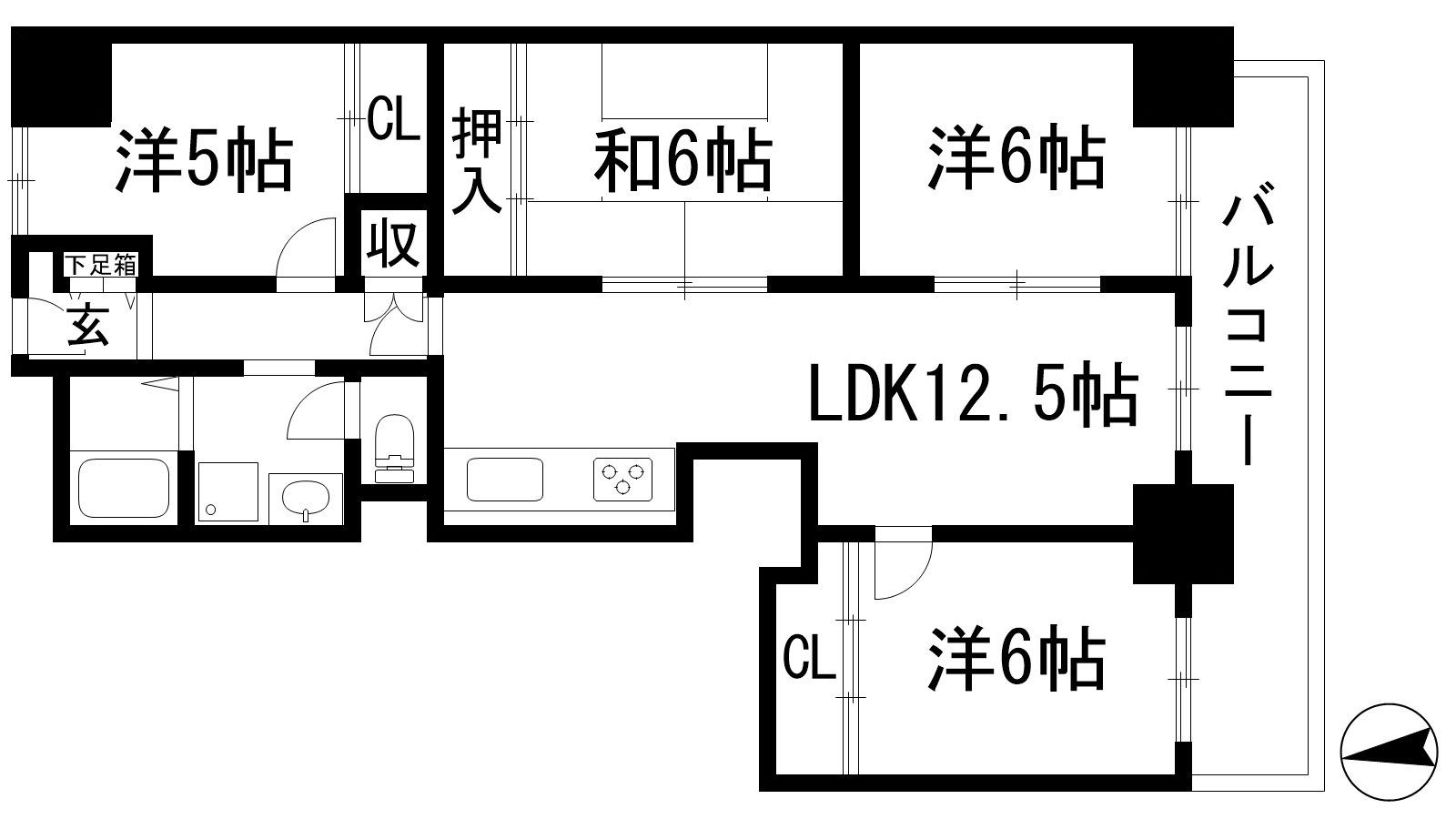 パストラル昆陽(4LDK/4階)の間取り写真