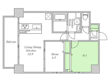 PARKHILLS安堂寺町(2LDK/5階)の間取り写真