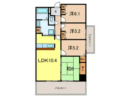 パセオ清荒神1番館(4LDK/7階)の間取り写真