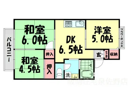 ハイツ米川(3DK/2階)の間取り写真