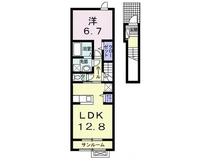 エクラXVI(1LDK/2階)の間取り写真