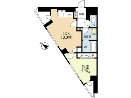 ラクレイス西新レジデンシャルタワー(1LDK/18階)の間取り写真