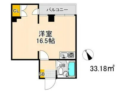 ウエストビル(ワンルーム/4階)の間取り写真