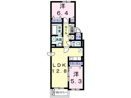 ミカーレ・デュオ(2LDK/4階)の間取り写真