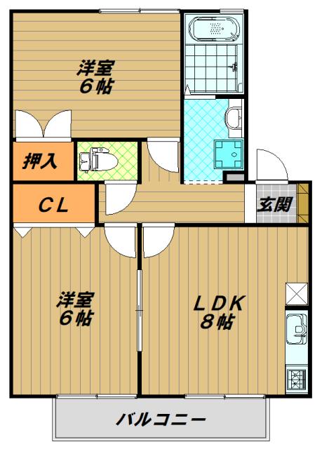メゾンドファミーユ(2LDK/2階)の間取り写真