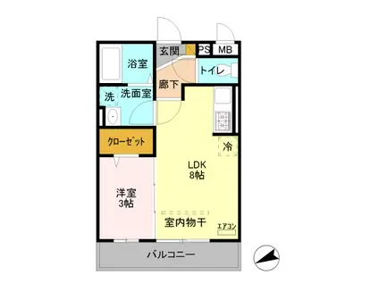 オーパス(1LDK/3階)の間取り写真