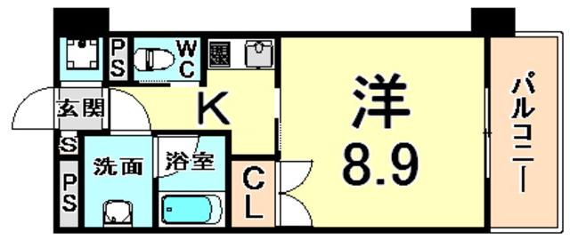 ベルファース尼崎(1K/5階)の間取り写真