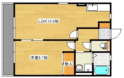 レトアKSII(1LDK/1階)の間取り写真
