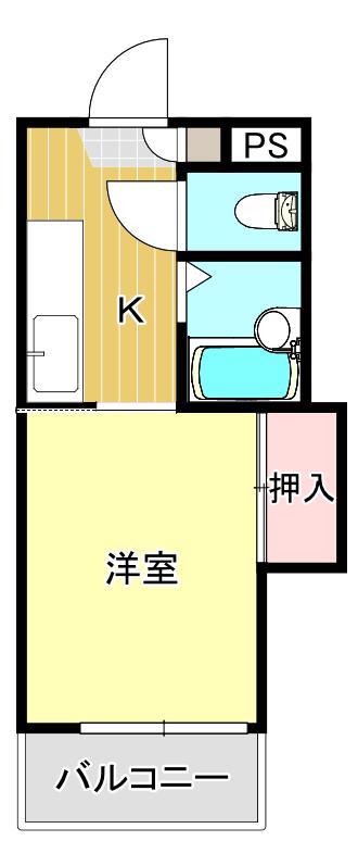 シャトレ若葉(1K/1階)の間取り写真