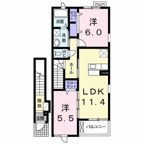 FLAT Y-II(2LDK/2階)の間取り写真