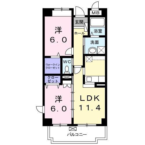 キャトルセゾン(2LDK/4階)の間取り写真