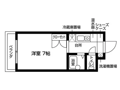 御所西セントラルハイツ(1K/3階)の間取り写真