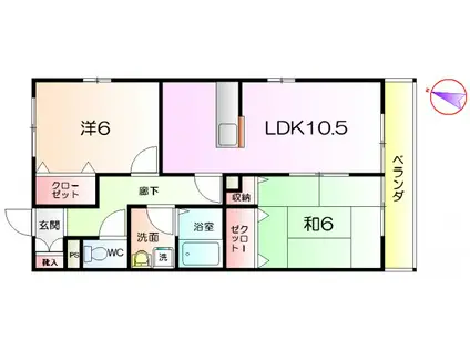 メゾンディジェーム(2LDK/1階)の間取り写真