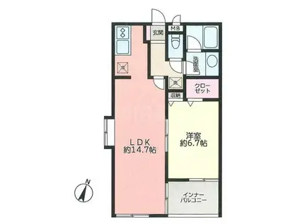 ペガサスハイム(1LDK/2階)の間取り写真