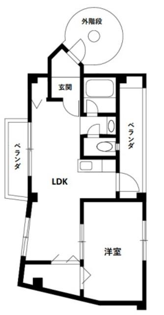 桂ハイムⅡ(1LDK/2階)の間取り写真