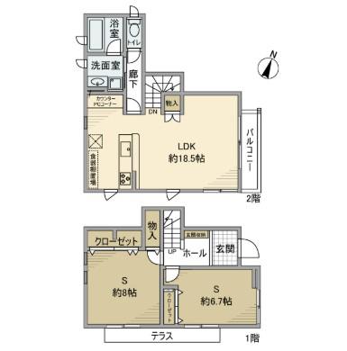 目黒本町戸建(1SLDK/1階)の間取り写真