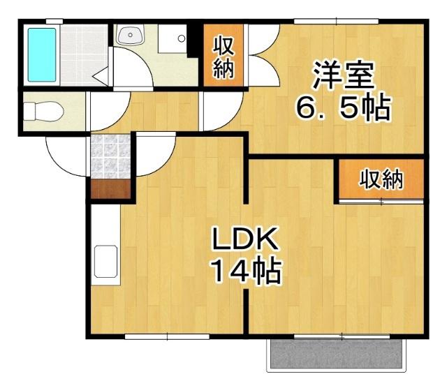 アイリスB(1LDK/2階)の間取り写真