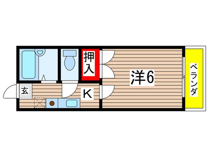ヴィラージュ国立(1K/1階)の間取り写真