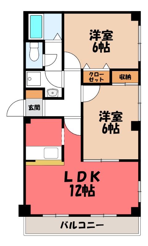 ファミール2000 B(2LDK/3階)の間取り写真