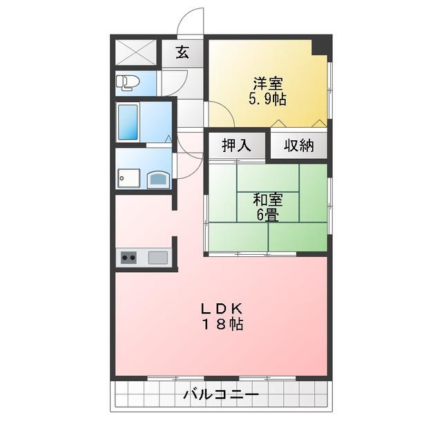 シティフラット中村(2LDK/2階)の間取り写真