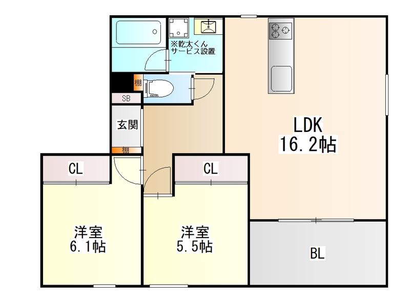 フォルモサ高砂(2LDK/3階)の間取り写真
