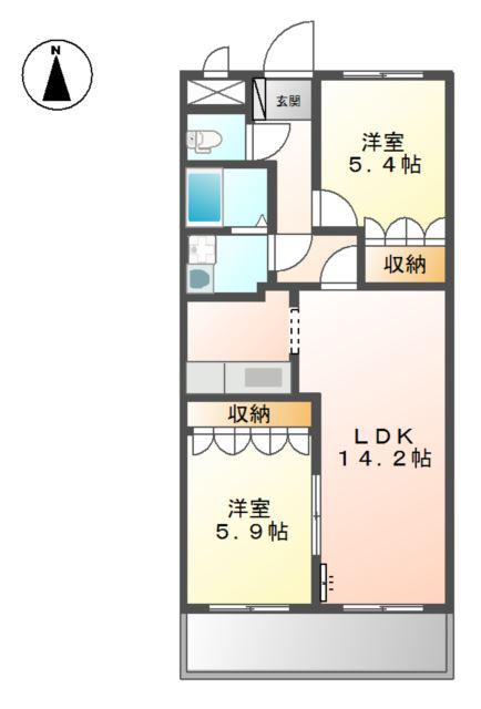 グランパークス(2LDK/2階)の間取り写真