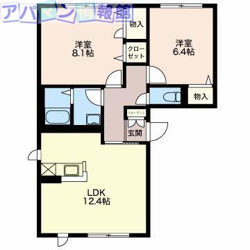 ベレオ南笹口II(2LDK/3階)の間取り写真