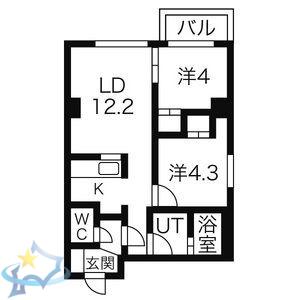 プロヴィデンス宮の森(2LDK/2階)の間取り写真