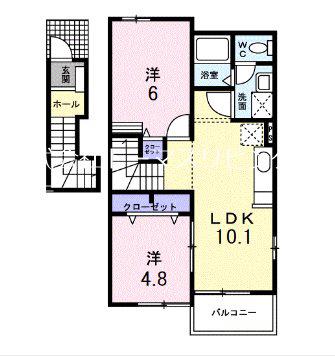 ヒルズポラリス壱番館(2LDK/2階)の間取り写真