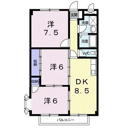 サンヒルズ千代田1(3DK/1階)の間取り写真