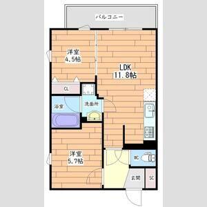 プレステージ14番館(2LDK/7階)の間取り写真