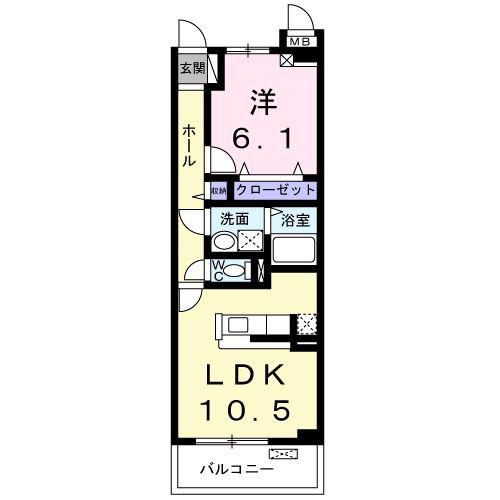 サニープレイス庄内(1LDK/3階)の間取り写真