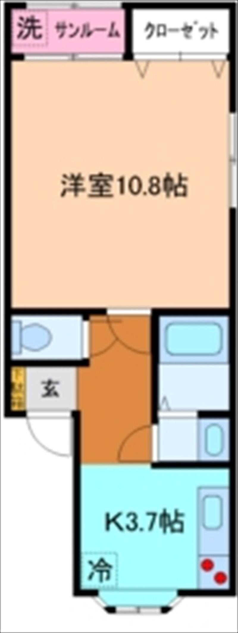 ファイン西金沢II(1K/1階)の間取り写真