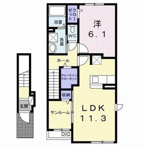 クレール コンドウ(1LDK/2階)の間取り写真