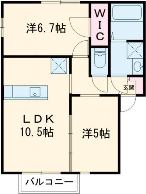 ミューズ二色B棟(2LDK/2階)の間取り写真