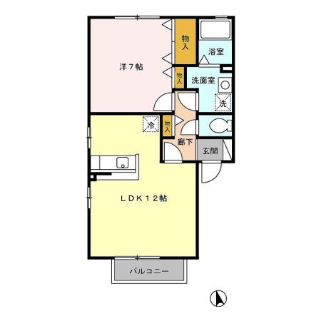 フローラルA(1LDK/2階)の間取り写真